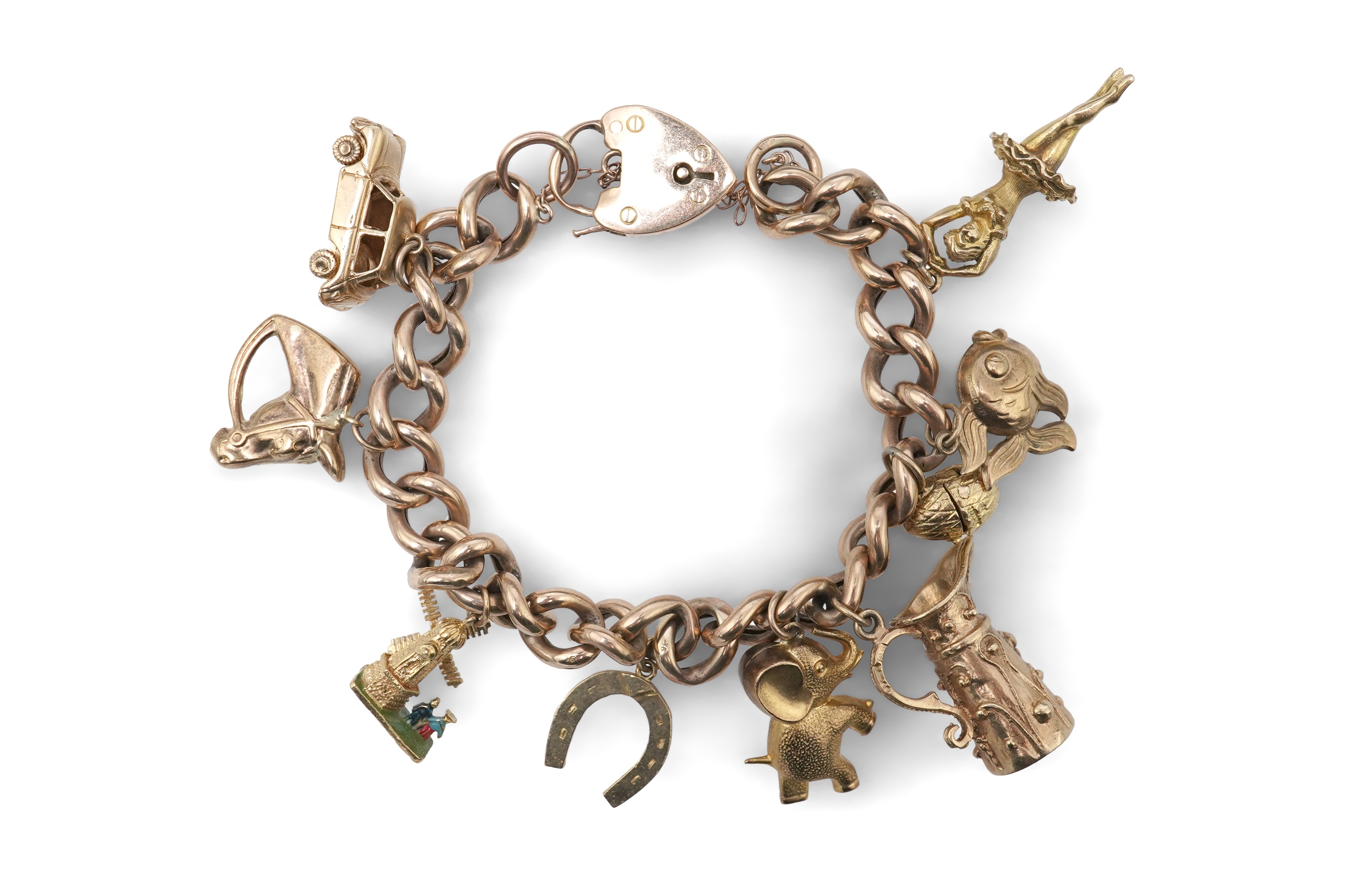 A 9ct gold charm bracelet